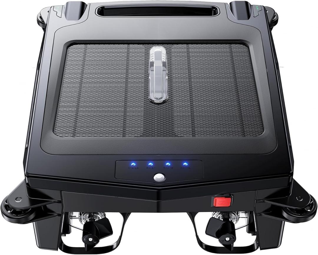 Solar Powered Pool Skimmer Robot Cleaner, Automatic Solar Pool Skimmer Robot Pool Cleaner Robot Pool Robot Pool Net Skimmer with Basket Automatic Obstacle Avoidance Dual Charging Options