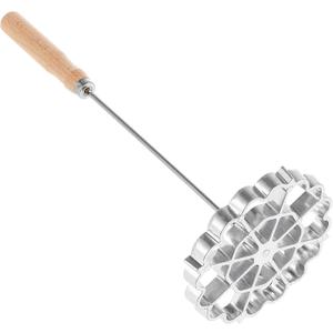 Luxshiny Bunuelos Molds with Handle Achappam Mold Pancake Rosette Maker Frying Snack Spoon Rosette Cookie Bunuelos Tool Aluminium Cast Waffle for Kitchen Baking Cooking S (31.50X12.00X12.00CM)