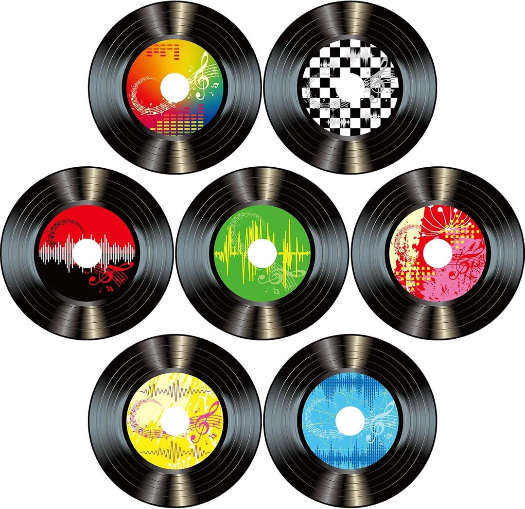 Boao 35 Pieces 7 Inch 1950's Records Decorations Rock and Roll Music Party Decorations 70's Wall Vinyl Records for Disco Birthday Music Theme Party