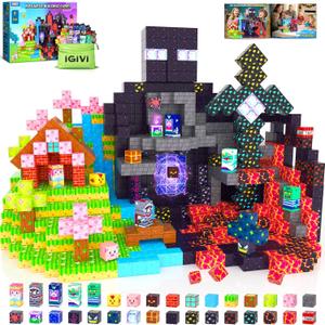 150PCS Magnetic Blocks - Build Mine Magnet World Set, Magnets Building Toys for Kids Ages 3-5 6-8 8-12, Supplies Birthday Party Gifts for 3+ Year Old Boys Girls, STEM Sensory Toys for Toddlers
