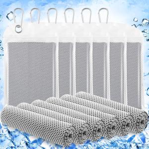 Hosuly 6 Pack Cooling Towels 40" x 12" Sport Towels, Cooling Rag for Neck and Face Ice Breathable Chilly Portable Neck Wraps for Yoga(Light Gray)