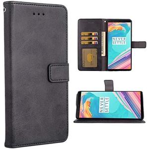 Phone Case for Oneplus 5T Folio Flip Wallet Case,PU Leather Credit Card Holder Slots Full Body Protection Kickstand Phone Cover for Oneplus5T A5010 One Plus5T 1 Plus 1plus 1+ 1+5T Cases Men Black