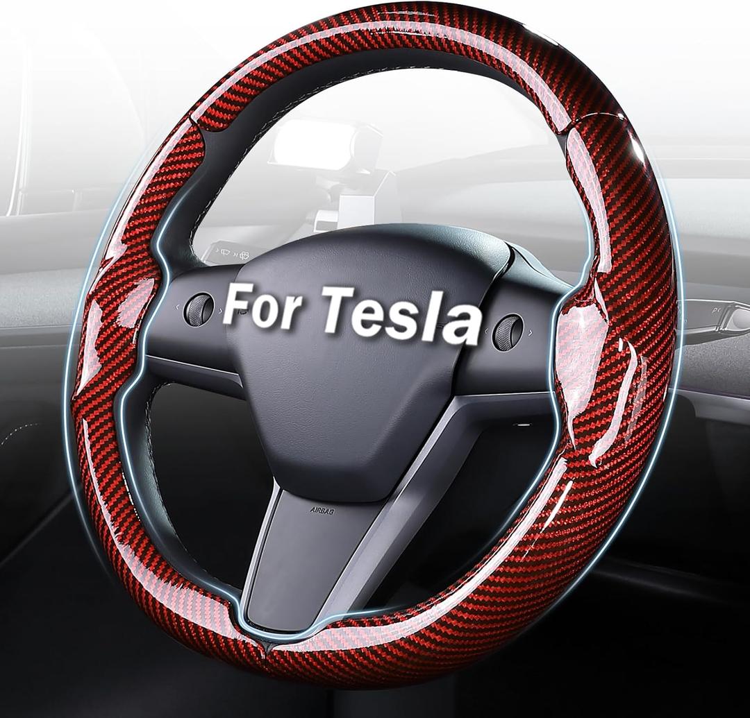 Steering Wheel Cover for Tesla Model 3 (2017-2023) / Model Y (2020-2024),Anti-Slip,Comfortable Grip, Breathable,Customized for Tesla Model 3/Y Accessories,Bright Red