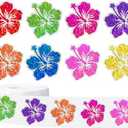 FYSUIMU Hibiscus Laser Stickers 1.5 Inch Holographic Summer Tropical Floral Adhesive Paper Decals for Hawaiian Luau Party DIY Crafts Envelope Scrapbook Supplies, 500Pcs,Set of 3