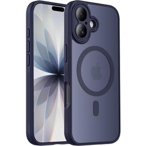 Designed for iPhone 17 Case, Compatible with MagSafe, [Camera Protection] [15FT Military Droptection] Shockproof Translucent Matte Anti-Slip Phone Case, 6.3", Deep Blue