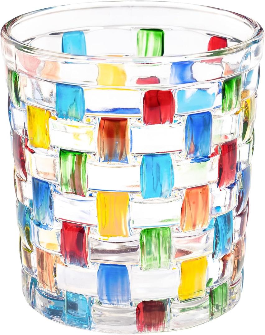 Tealight Candle Holder, Stained Glass Votive Candle Holder with Woven Pattern, Romantic Mosaic Tea Light Holder Cup for Table Centerpieces, Christmas, Birthday Party, Home Decor