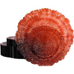 U-QE 60PCS Amber Plastic Plates - Clear Brown Plastic Plates Disposable Heavy Duty - Disposable Plates for Party Including 30PCS 10'' Dinner & 30PCS 7'' Dessert