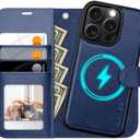 OCASE for iPhone 16 Pro Case Detachable Wallet Case with Card Holder, 2 in 1 Pu Leather Flip Folio with RFID Blocking Stand Wrist Strap Shockproof Phone Cover 6.3 Inch 2024, Blue