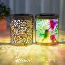 2 x Solar Lights Outdoor Waterproof 2 Pack Hummingbird Lamps Garden Decor | Hanging Solar Lanterns Gifts for Women Mom Grandma Metal Solar Decoration Outside for Yard Patio Backyard Porch Pathway