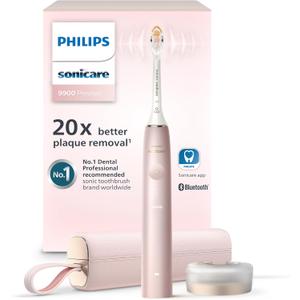 Philips Sonicare DiamondClean 9900 Prestige Electric Toothbrush - with SenseIQ Technology and Advanced AI App, 5 Brushing Modes, 3 Intensity Levels, Charging Travel Case, Pink, Model HX9990/13