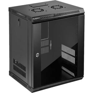 12U Wall Mount Server Rack Cabinet for 19'' IT Equipment, AV Device | 17.7 Inch Depth Network Cabinet Enclosure, Lockable Glass Door with Cooling Fan, Easy Install for Home Office Media Equipment