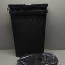 Mind Reader 40L Slim Laundry Hamper, Clothes Basket, Lid, Wicker Design, Plastic, 18"L x 10.4"W x 23.5"H, Set of 2, Black