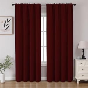 CUCRAF Burgundy Red Blackout Curtains 84 inch Length 2 Panels Set, Rod Pocket Room Darkening Drapes for Bedroom Living Room, Insulated Thermal Light Blocking Window Curtain (W52 x L84 Inch) CUCRAF Burgundy Red Blackout Curtains 84 inch Length 2 Panels Set, Rod Pocket Room Darkening Drapes for Bedroom Living Room, Insulated Thermal Light Blocking Window Curtain (W52 x L84 Inch)