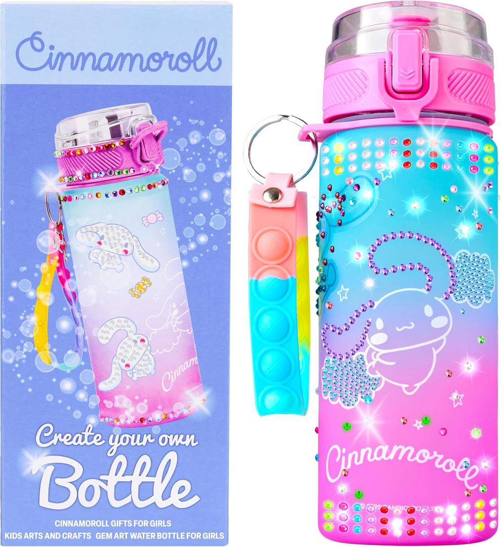 Get Trend Sanrio Hello Kitty Decorate Your Own Water Bottle Kit Girls Teens, Cinnamoroll, 18.6 fl oz, Kawaii Gifts for Girls (Multi Cinamonroll)