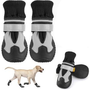 Lukovee Dog Shoes - Waterproof Warm Fleece Lined Dog Booties for Small Medium Large Dogs, Non-Slip Adjustable Dog Boot for Winter Cold Weather (HX,Size 5) (#5 (Paw Width 2.4 inch) for 44-55 lbs)