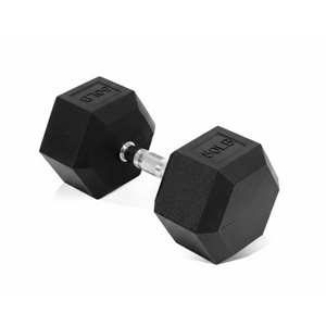 Fitvids Rubber Encased Hex Dumbbell Hand Weights with Anti-Slip Cast Iron Grip for Exercise & Fitness, 50LBS