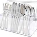 Acrylic Utensil Holder & Silverware Organizer,Space-Saving Heavy-Duty Cutlery Caddy for Spoons,Forks,Knives,Napkins Kitchen Countertop,able,Buffet,Picnic Party (Indoor Outdoor Use)