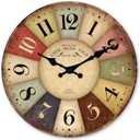 24 Inch Nautical Rustic Wall Clock for Office Wood Extra Large Battery Clock Decorative Colorful Wall Clock Silent(No Solid Wood, It is with MDF Material) (Colorful1)