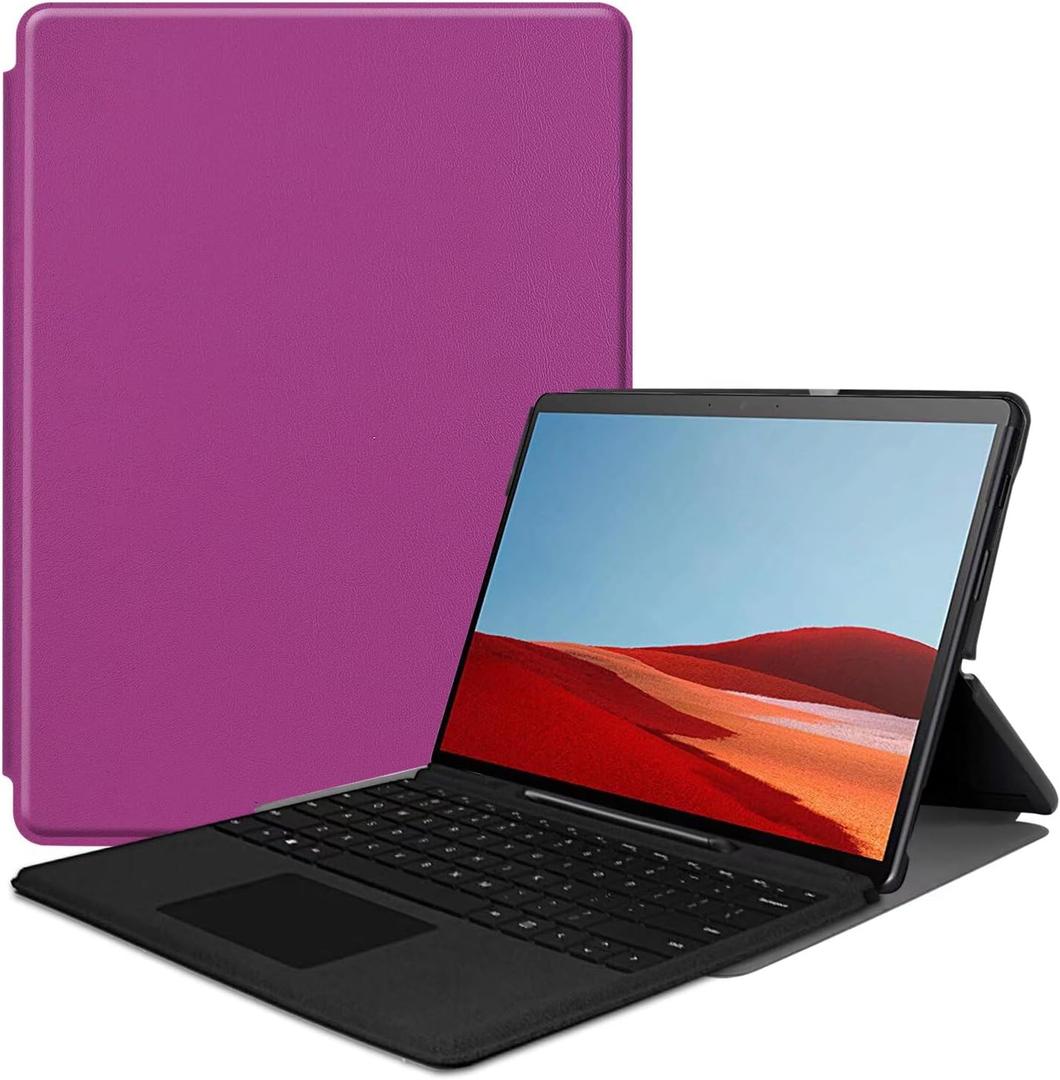 Tablet Cover for Microsoft Surface Pro X 13" (2021/2020/2019 Release),Ultra Slim Lightweight Leather Case for Microsoft Surface Pro X,Compatible with Type Cover Keyboard (Purple)