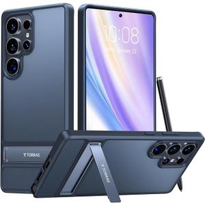 TORRAS for Samsung Galaxy S25 Ultra Case, [12FT MilitaryGrade Drop Protection] [Builtin Slim Kickstand] Matte Shockproof Cover for S25 Ultra Case, Sleek Grip Finish, Frosted Black