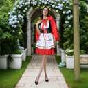 Colorful House Red Little Riding Hood Costume For Women, Christmas Halloween Party Dress with Cape Adult Role Playing (S)