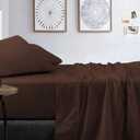 True Luxury 1000-Thread-Count 100% Egyptian Cotton Bed Sheets, 4-Pc Queen Dark Brown Sheet Set, Single Ply Long-Staple Yarns, Sateen Weave, Fits Mattress Upto 18'' Deep Pocket