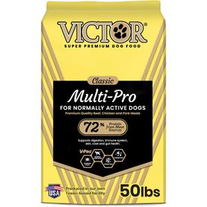 VICTOR Super Premium Dog Food – Multi-Pro Dry Canine Food – Gluten Free Dog Kibble with Beef, Chicken and Pork Protein for Normally Active Dogs – All Breeds and All Life Stages, 50 lb