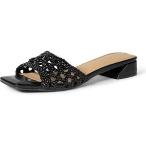Amazon Essentials Women's Mini Heel Mule Sandals (9, Black Cane Weave)