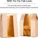 200 Pack Large Paper Bread Bags for Homemade Bread with Tin Tie Tab Lock,14" x 8.3" x 3.5" Sourdough Kraft Loaf Bag with Clear Front Window,Label Seal Sticker Included
