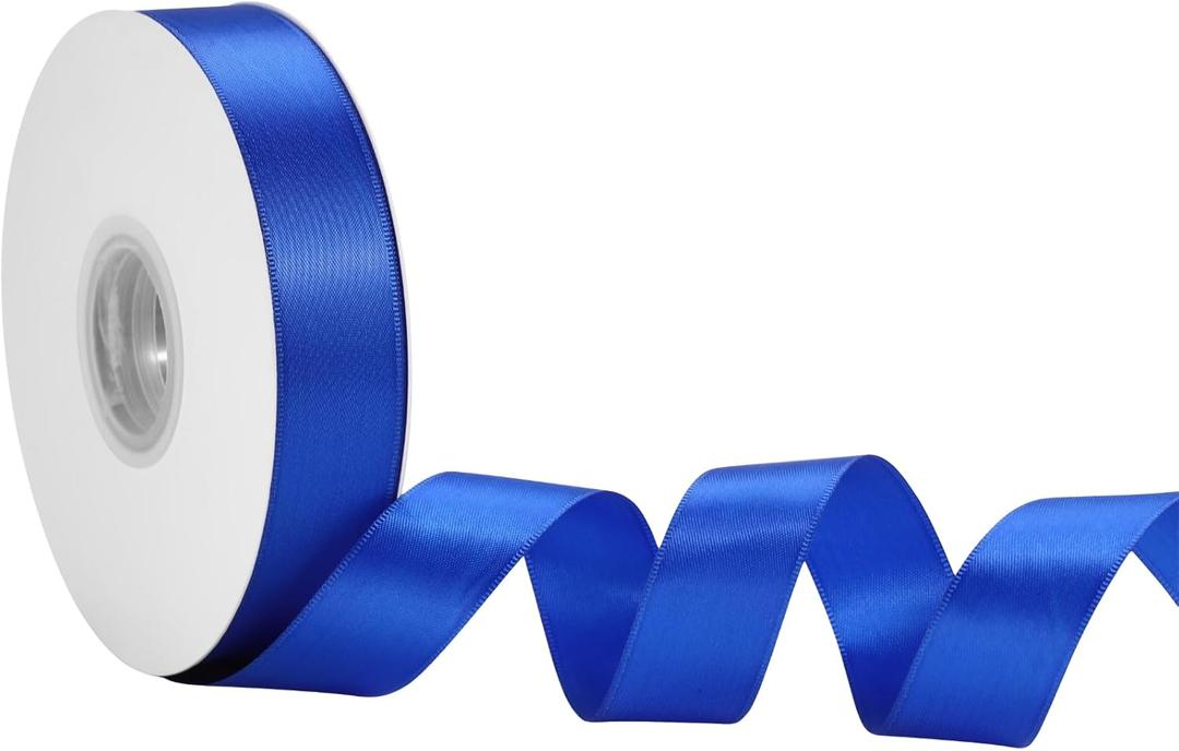 2 x Royal Blue Satin Ribbon 1 Inch x 50 Yards Double Faced Ribbon for Boy Gift Wrap, Graduation & Decorations