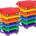Deekin 12 Pcs Scooter Boards with Handles Bulk for Kids, Plastic Floor Sitting Scooter for Kids Children Gym Indoor Outdoor Activities Play and Daycare Supplies (Colorful)