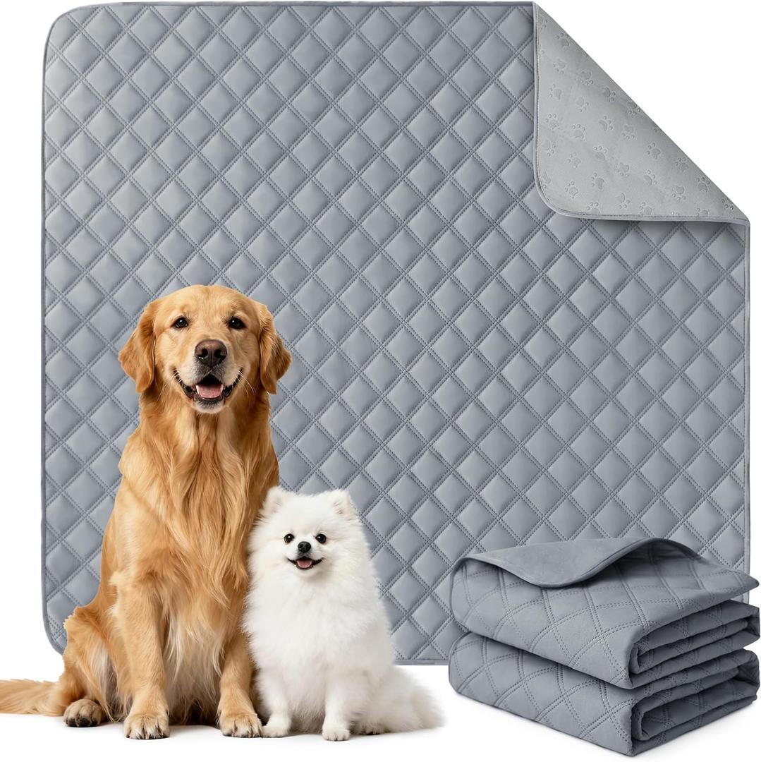 Eterish Reusable Washable Pee Pads for Dogs Large/Extra Large 31'' x 36'' 2 Pack, Absorbent Pet Puppy Dog Training Pads Non-Slip, Waterproof Whelping Potty Pads for Dogs Leak-Proof (Gray)