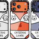 for iPhone 17 Pro Case with Lanyard, [6.6ft Military-Grade Drop Tested] Shockproof Phone Cover, 1.8mm Raised Camera Protection, White Playful Cat & Dog in Bikini Pattern