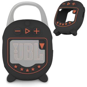JCHPINE Silicone Cover Case for JBL Clip 5 Ultra Portable Bluetooth Speaker, Protective Skin Accessories for JBL Clip 5 Pro Sound Bluetooth Speaker Stand Up (Only Case) (Black)