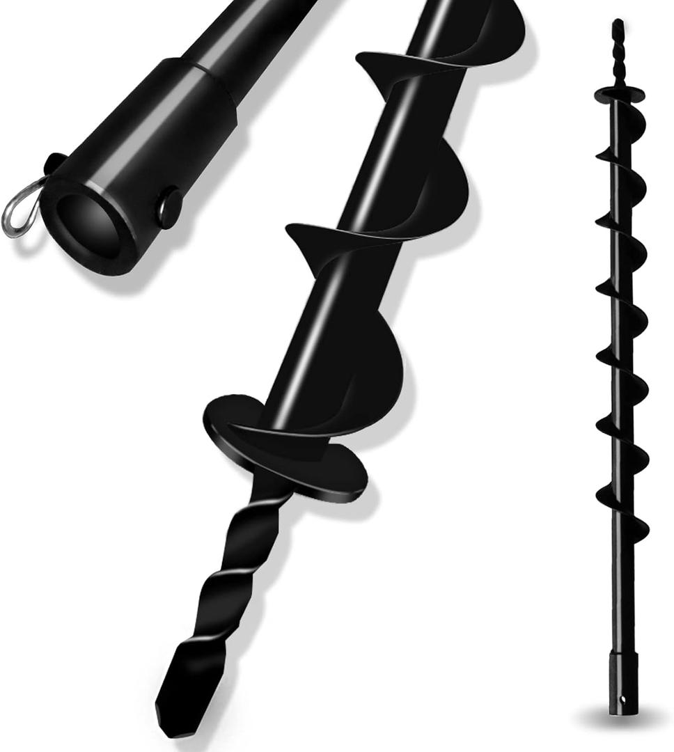 LONGRUN Post Hole Digger 0.79"(20mm) Inner Shaft Head Earth Auger Drill Bit, Fence Hole Digger Solid Spiral Augers, Garden Hole Digging Drill Bit for Planting Trees, Bulb, Earth Burrowing-2" x 31.5"