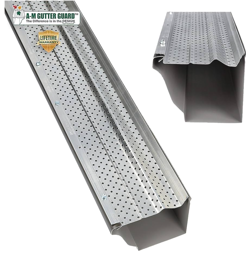 A-M Gutter Guard - Heavy Duty Lifetime Quality Aluminum Leaf & Debris Protection for 5-inch and 6-inch (6 Inch-50 Feet, Mill Finish) - Made in The USA
