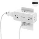 Multi Plug Outlet Splitter, TESSAN 4 Wall Outlet Extender with 3 USB Wall Charger(1 USB C), Surge Protecter 900J, Widely Spaced Multiple Plug Expander (Grey)