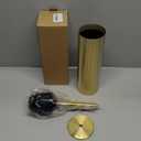 Gold Toilet Brush and Holder Set - Brushed Stainless Steel Gold Toilet Bowl Brush and Holder with Replacable Head, Removable Inner Bowl, and Splash Protection - Dense Bristles for Through Cleaning