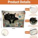 DETIGER 2 PCs Floral Cat Makeup Bag Cat Lover Gifts Cat Gifts Cosmetic Bag, Cat Mom Gifts Cat Themed Gifts for Women Best Friends Coworkers, Cute Cat Stuff Christmas birthday Gifts Zipper Pouch