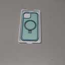 Magnetic Compatible with iPhone 13 Case with Stand [Military Grade Drop Tested][Compatible with Magnet] Ring Translucent Slim Hard Back Soft Edge, Teal Green