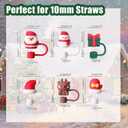 3 x 6PCS Christmas Silicone Straw Toppers for Stanley Cup, 10mm Dust-Proof Reusable Straw Covers Cap for 30/40 Oz Tumbler with Handle, Festive Christmas Gift for Coffee/Tea Lovers