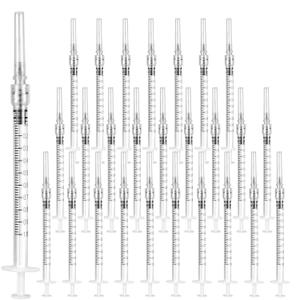 100 Pack Luer Lock Syringe 1ml with 27Ga 1/2 Inch Needle - Disposable Syringes 1ml with Sharp Needles - Individually Sealed, Sanitized 1ml Syringes with Needle Set for Refilling Liquid, DIY