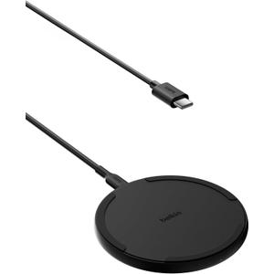 Belkin Wireless Charging Pad 15W - Qi Charger - Wireless Charger iPhone 17, Charging Station for Apple iPhone 16/15/14 Series, AirPods, Samsung Galaxy S25/S24, Pixel 5ft Cable Included, Black, 1-Pack