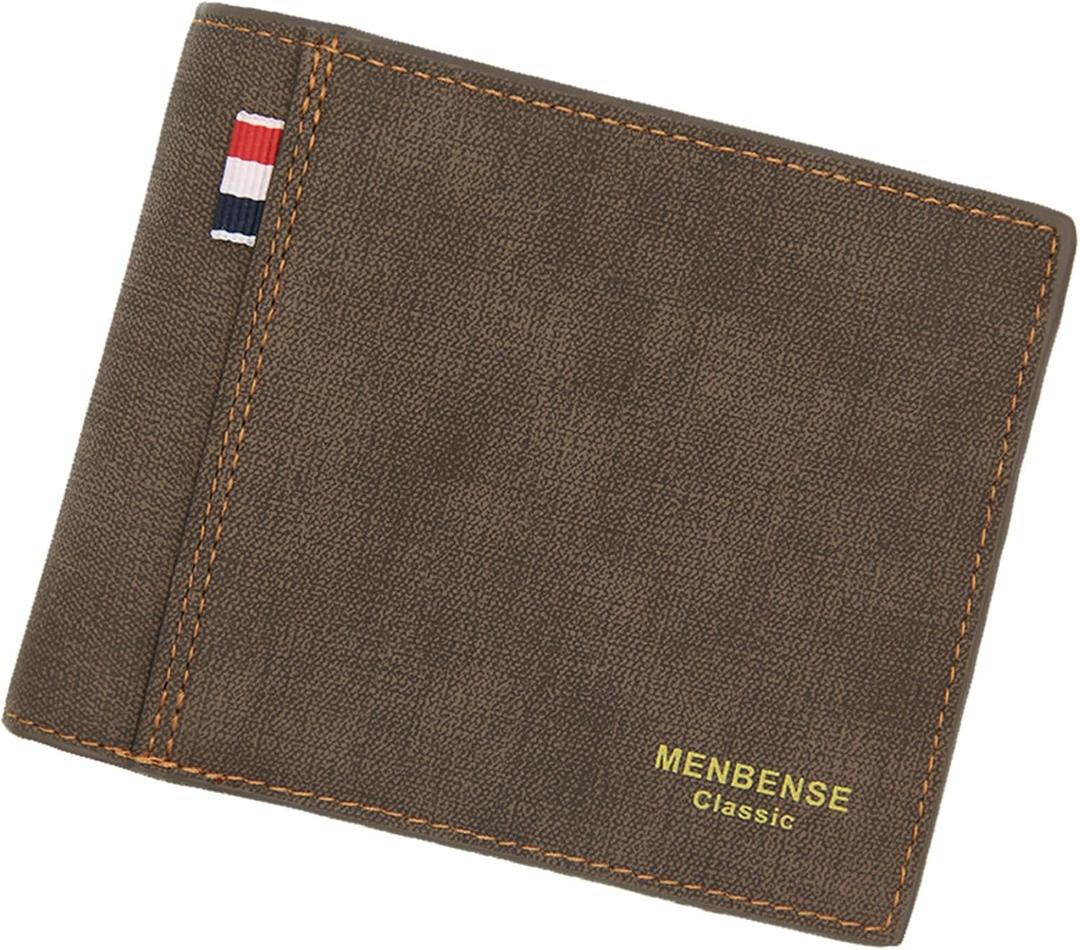 Mens Wallet Bifold Leather Matte Wallet for Men, Thin & Stylish Card Holder with ID Window