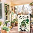Artscope St Patricks Day Green Gnome Clover Garden Flag 12x18 Inch Double Sided for Outside, Welcome Shamrocks St.Patrick's Day Garden Flag for Holiday Yard Outdoor Decoration