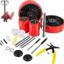 Pallet Jack/Truck Full Wheel Replacement Kit, Pair Steering Wheels (7"x 2"), Pair Front Load Roller(3" x 3.75"), with Pre-Installed Bearings, Axles, 20mm ID Poly Tread, Entry Rollers, Install Tool Kit