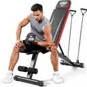 Adjustable Weight Bench, Workout Bench with Adjustable Headrest for Full Body Workout, Fast Folding 660LBS Stable Weight Bench for Men Women Versatile Workouts and Workout Bench for Home Gym (Black)