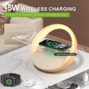 Bluetooth Alarm Clock, Sunrise Simulation Wake Up Night Light, 15W Fast Wireless Charging Alarm Clock for Bedroom, 10W Bluetooth Stereo Sound Speaker, USB Charger Port