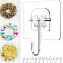 Wreath-Hangers-for-Front-Door,Large Clear Wreath-Door-Hanger-Easter-Christmas-Halloween-Decorations,60lb Over-The-Door-Hooks Glass Door,Adhesive-Wall-Hooks for Hanging Wreath Home-Decor Inside Outside (10P)