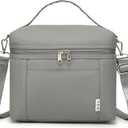 NOL Natural Organic Lifestyle Insulated Lunch Bags for Women Cooler Bag Lightweight Nylon Waterproof Lunch Box For Work (Cool gray, Medium(normal))